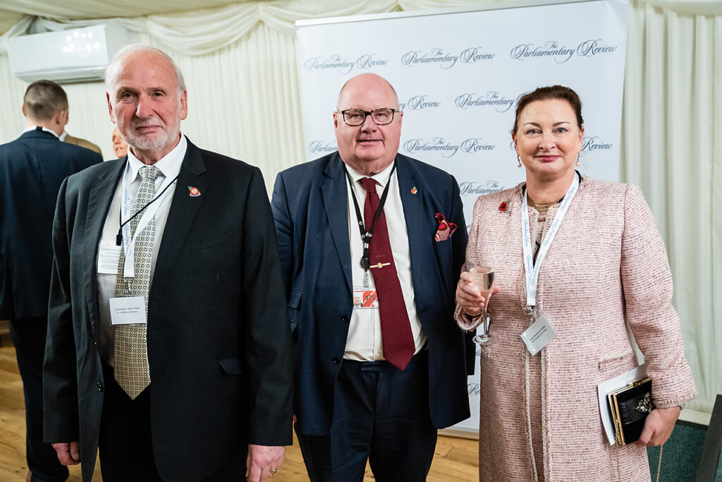 Chris and Janet Pickles with Lord Pickles at the launch of the Healthcare and Pharmaceutical Parliamentary Review, Houses of Parliament, October 2019